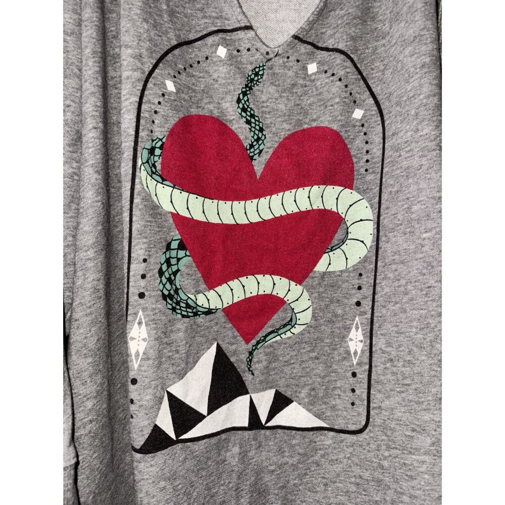 Torrid Gray Long Sleeve sweatshirt Red Heart Snake tunic - Picture 2 of 4